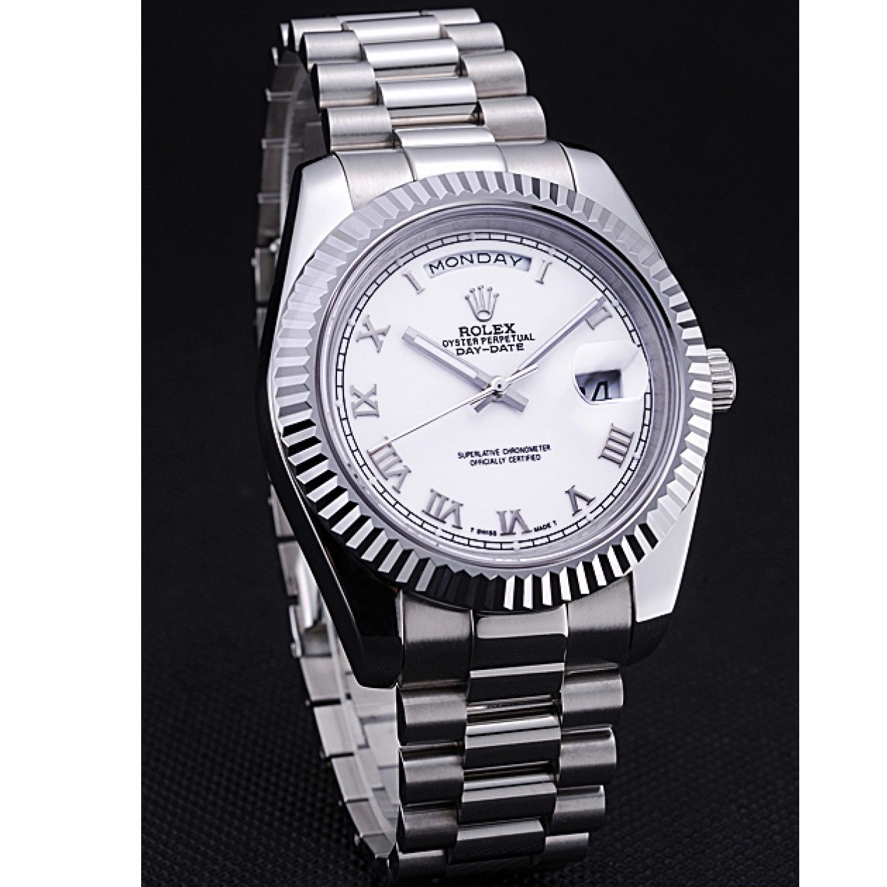 Aaa replica Bracelet Dial White Steel Stainless Day-Date Rolex 622547 0612